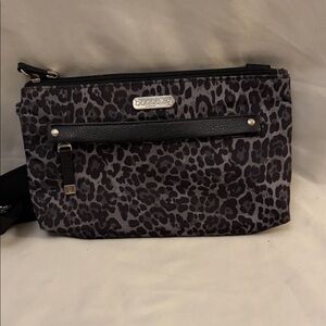Baggallini Black and Gray Leopard Print Crossbody Bag